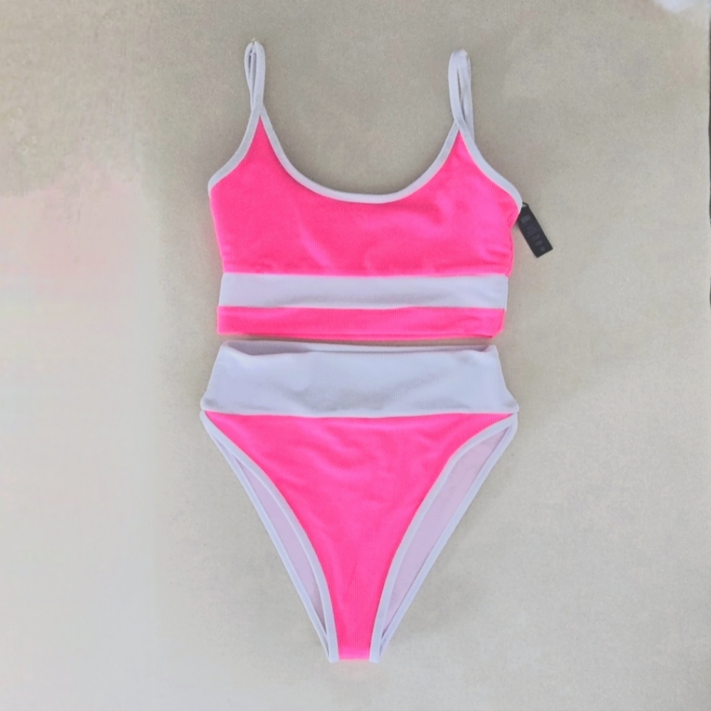 Beach Riot ribbed Eva Bikini Top Emmy High-Waist Bottom M New